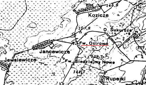 folwark Ostrów mapie 1929 r. 
