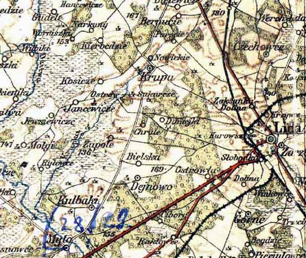 folwark Ostrów na niemieckiej mapie 1893 r.